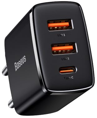 Baseus Compact Charger with 2 USB A and 1 USB C connection 30W black - PD3.0 Power Delivery - QC3.0 Qualcomm Quick Charge