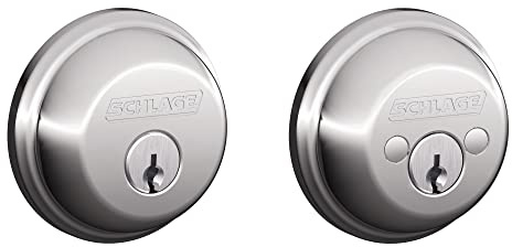 SCHLAGE B62N625 Deadbolt, Keyed 2 Sides, Bright Chrome