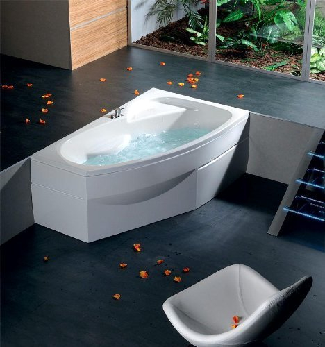 Raumsparwanne EVIA 170x100cm mit Wannenschürze und Wannenfüßen, Ausführung Rechts