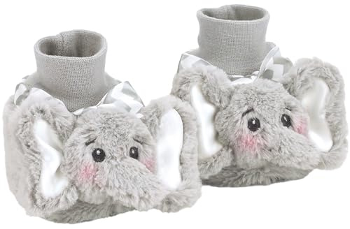 Bearington Baby Lil’ Spout Plush Stuffed Animal Gray Elephant Sock Top Slipper Booties