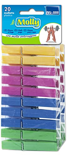 PARODI & PARODI, Pinzas para Ropa, Multicolor, 9 x 22 x 4,5 cm, 20 Unidades