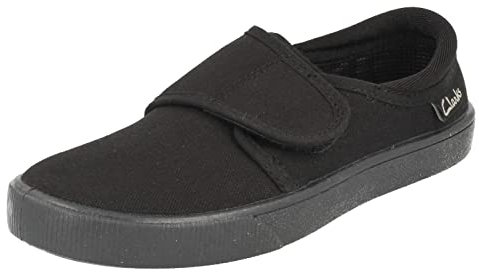 Clarks Hopper Run Kid Textile Plimsolls In Black Standard Fit Size 3
