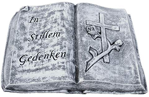 Grabschmuck Steinguss Buch In stillem Gedenken, Frost- und wetterfest