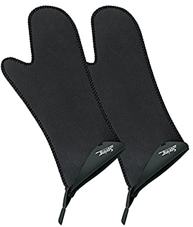 Spring GRIPS Ofenhandschuhe Hitzebeständig | Neopren | -40° bis 250°C | rutschfest | universelle Größe, 5x17,2x18,8cm | Schwarz | Topfhandschuhe Set | lang