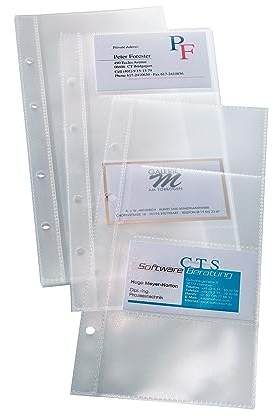 SIGEL VZ350 Hüllen für einreihige Visitenkarten-Ringbücher VZ300 und VZ204, für 80 Karten, 10 Stück