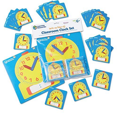 Learning Resources Set abwischbarer Uhren für das Klassenzimmer