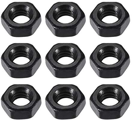sourcing map M4 Carbon Steel Grade 8 Hexagon Hex Nut Black Carbon Steel 100pcs