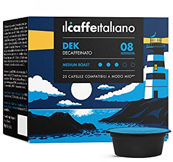 FRHOME - 120 Capsules de café compatibles Lavazza A modo mio - Café Mélange Décaféiné intensité 8 - Il Caffè Italiano