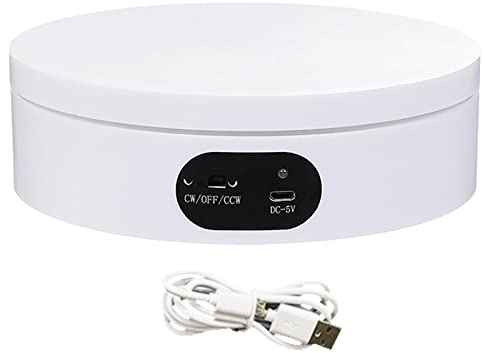 Présentoir pour Plateau tournant - Base d'affichage rotative électrique à 360 degrés | Plate-Forme tournante de Base tournante pour gobelet Tasse Bol Cristal Photo Cube Verre Blanc