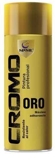 SPSIL Pintura Spray Oro CROMO 200ml - Spray para uso ORNAMENTAL en múltiples superficies - Alta Adherencia y Cobertura - Secado Rápido