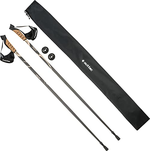 Carbon Wanderstöcke, Ultraleichte Trekkingstöcke, Nordic Walking Stöcke mit Gummistopfen, 110 oder 115 cm, Einteilige Trekkingstöcke, Gehstöcke mit Gummipuffer für Damen und Herren