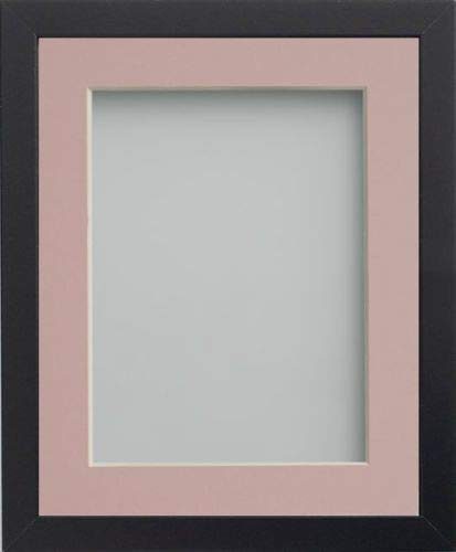 Frame Company Allington Black 16x12 Frame with Pink Mount for 12x8 | Fits a 12x8 image with mount or a 16x12 image without mount, Frame size 16x12, Overall approx 17.6x13.6, Real Glass Front