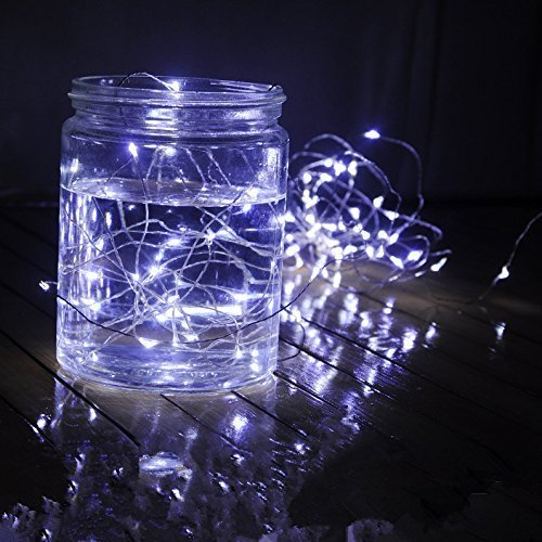 Timewanderer Cool White Led String Starry Fairy Lights AA Battery Operated 3M/10Ft 30 Bright Micro LED Christmas Lights Ultra Thin Decorative Lights Silver Wire for Bedroom DIY Decoration