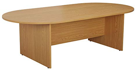 Office Hippo Modern Oak Radial D-End Conference Table, 180x100x73cm, Commercial Office Meeting Room, Heat & Stain Resistant, 5-Year Warranty