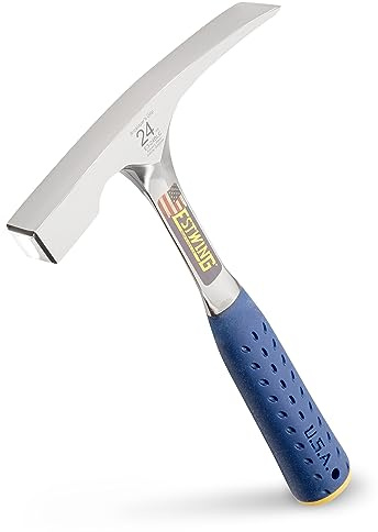 ESTWING Bricklayer's/Mason's Hammer - 24 oz USA Made Masonry Tool with Forged Steel Construction & Shock Reduction Grip - E3-24BLC