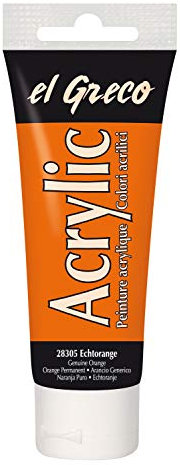 KREUL 28305 - El Greco Acrylic, 75 ml Tube in echtorange, hochpigmentierte, glänzende Acrylfarbe in Studienqualität, buttrig vermalbar, für pastose Malerei