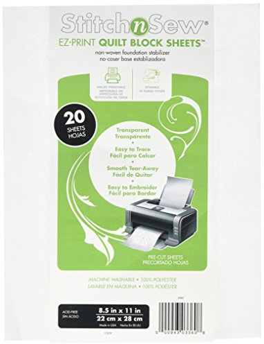 Thermo Web 3360 Stitch and Sew EZ-Print Transparent Non-Woven Quilt Block Sheet, 8.5 by 11-Inch, 20-Pack