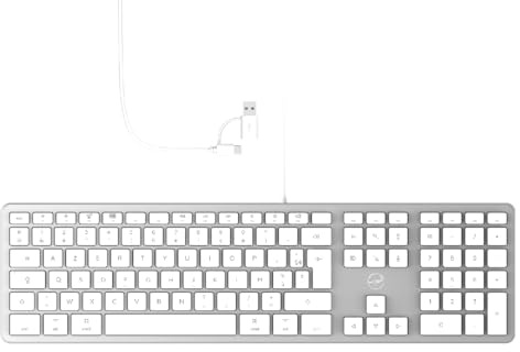 Mobility Lab USB Clavier français AZERTY filaire pour Mac – blanc et argenté