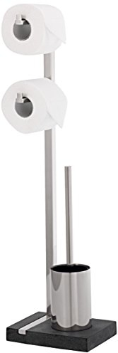 blomus -MENOTO- Stand WC-Garnitur aus mattiertem Edelstahl, freistehender Toilettenbutler, Platz für 2 WC-Rollen, exklusive Optik, Badaccessoire (H / B / T: 71 x 20 x 15 cm, Edelstahl-matt, 68623)