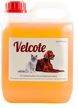 GRAU - l'originale - Velcote, olio spremuto a freddo con importanti acidi grassi omega 3 e omega-6 per sostenere la muta, confezione da 1 (1 x 2,5 litri), alimento complementare per cani e gatti