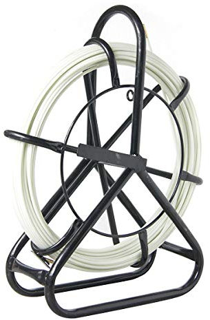 KATSU Rodder de conduit en fibre de verre 5 x 50 m avec support et frein en acier, outil d'installation de câble électrique en fibre de verre, enfileur de câble de pipeline d'électricien