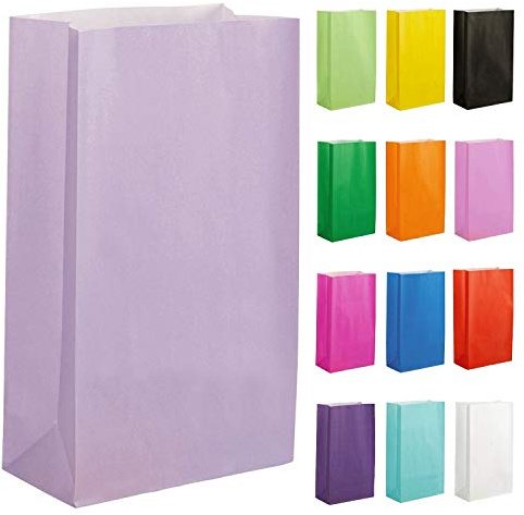 Thepaperbagstore 15 Sacchetti festa lilla 14x24.5x7cm | Sacchetti kraft riciclabili ideali per bomboniere, dolci, regali, feste ed eventi speciali.