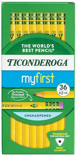 Ticonderoga My First Tri-Write Wood-Cased Pencils, Unsharpened