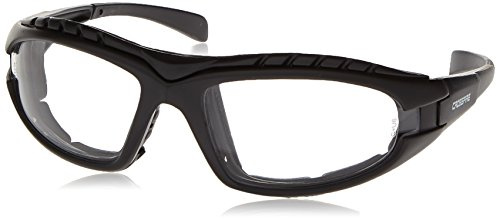 Crossfire 2724AF Diamondback Safety Glass Clear Anit-Fog Lens - Foam Lined Matte Black Frame