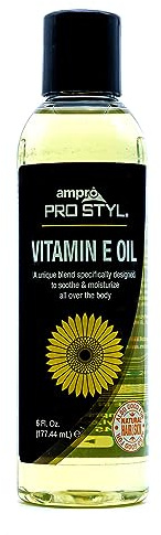 Ampro Pro Styl Vitamin E Oil - Ideal for Dry Hair and Skin - Helps Revive Tired, Damaged Tresses - Promotes Strong Nails - Soothes and Restores Moisture Levels for Overall Epidermis Health - 6 oz