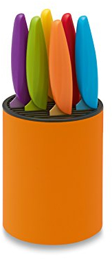 Ausonia 96435 Bloc Couteau Colorés Orange Couteau de Cuisine Coloré Set Couteaux Cuisine Lot de Couteaux Multicolore