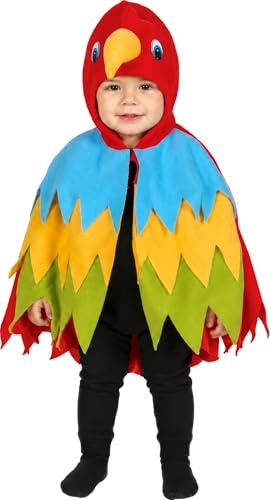 FIESTAS GUIRCA | Costume de Perroquet pour Bébé - Cape et Cagoule - Costumes d'Animaux pour Halloween, Carnaval et Fêtes Costumées - Idéal pour Enfants - Multicolore