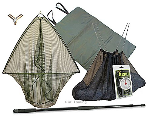 42 CARP FISHING LANDING NET, 2M HANDLE & UNHOOKING LANDING MAT SLING SCALES GRN MB