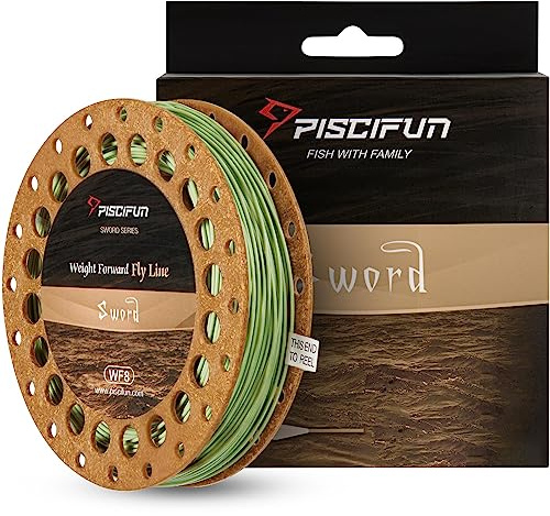 Piscifun Sword Fly Fishing Line with Welded Loop, Weight Forward Floating Fly Line, WF5wt, 100FT, Moss Green