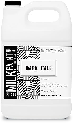 Real Milk Paint Dark Half, Dark Tung Oil and Orange Peel Oil for Wood Finishing, Cutting Boards, Butcher Blocks, Wood Floors, Clay, Stone, and Slate, Food Grade, 1 Gallon
