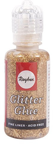 Rayher 33842620 Glitter-Glue holographisch, Flasche 20 ml, brill.gold
