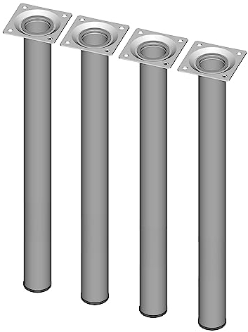 DIY Element System Möbelfuß rund – Stahlrohrfuß, ideal als Tischbein für die Gestaltung individueller Möbelstücke – Ø 30 mm, Länge 400 mm, Weißaluminium