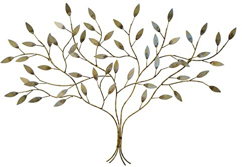 KunstLoft Wanddeko Metall | 100% HANDGEFERTIGT | 104x73x7cm | Wandbild Metall 'Apartes Bäumchen' | Bäume | Gold | Wandskulptur | Metalldeko Wand Wohnzimmer