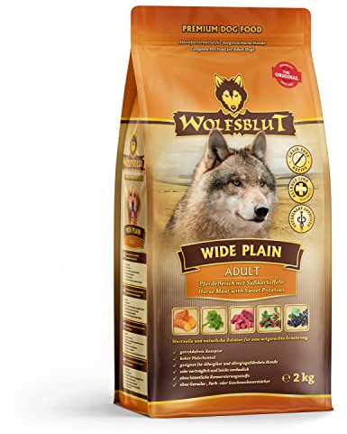 WOLFSBLUT – Wide Plain Adult | Trockenfutter mit natürlichen Zutaten und wertvollen Superfoods für ausgewachsene Hunde. Getreidefreies Alleinfutter ohne Zusatzstoffe im Beutel | 2kg Pferd