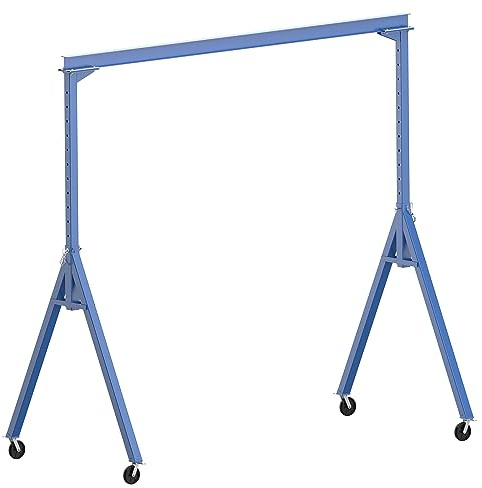 Vestil AHS-2-15-14 Steel Adjustable Height Gantry Crane with Glass Filled Nylon Casters 15 Ft. x 14 Ft. 2000 Lb. Capacity Blue