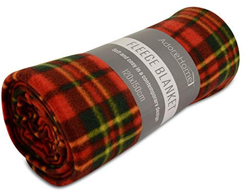 Contemporary Design Fleece Throw Travel Car Blanket 120x150cm (Check Red Tartan)