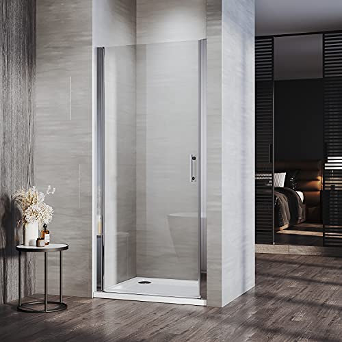 ELEGANT 800mm Frameless Pivot Shower Door Enclosure 6mm Safety Glass Reversible Shower Cubicle Door