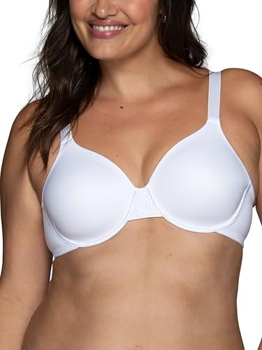 Vanity Fair Women's Full Figure Beauty Back Smoothing Bra, 4 Way Stretch Fabric, Lightly Lined Cups Up to H, Opaque, Underwire-White, 40D