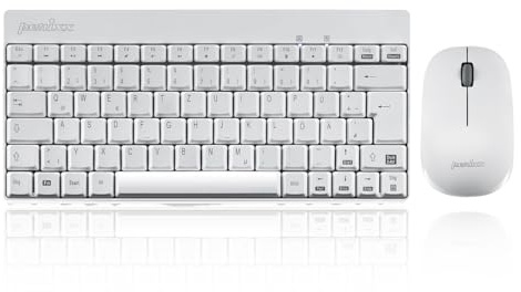 Perixx PERIDUO-712, Kabelloses Mini Tastatur und Maus Set - Minigröße - mit Nano Receiver - 2.4Gh - Weiß - Leicht und Klein