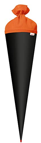 ROTH Bastelschultüte 70cm schwarz rund - Schultüte mit Stabiler Rot(h)-Spitze mit Filz-Verschluss