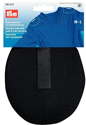 Prym Medium/Large 2-Piece Raglan Shoulder Pads with Hook and Loop Fastening, Black