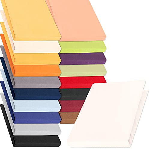 aqua-textil Pur Jersey Spannbettlaken 90x200-100x220 cm Schnee weiß Wasserbett Boxspringbett 160g/qm Mako Baumwolle