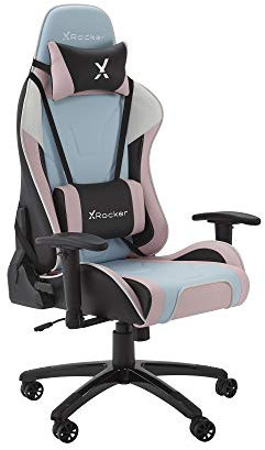 X-Rocker Agility Gaming Chair, High Back Ergonomic Racing Computer Chair with Adjustable Lumbar Support and Headrest, 3D Armrests, Adjustable Height and Swivel Chair Base - BUBBLEGUM PINK