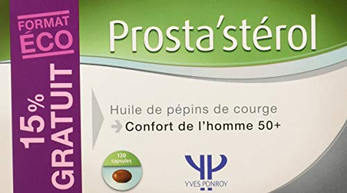Yves Ponroy Prosta’stérol – complément alimentaire Homme - prostate et confort urinaire – huile de pépin de courge titrée en phytostérol, zinc, pollen – Yves Ponroy 120 capsules