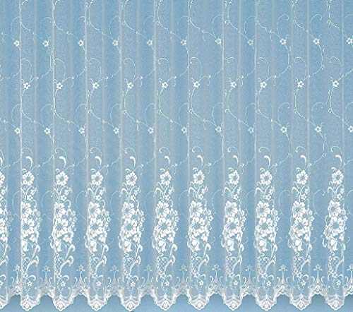 heimexland ® Gardinen Store Jacquard Blumen Florentiner Optik Vorhang weiß Wunschmaß Typ261