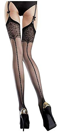 Fiore Bas extra-fin 20 deniers à motif Noir, blanc ou chair